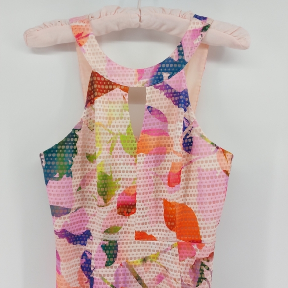 Trina Turk Sylvie Dress Sz 4 Pink Multi Color Floral Keyhole Sheath - Picture 5 of 11